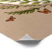 Boho, Bohemische Wildblumen, Schmetterlinge, Weize Poster (Ecke)