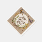 Boho, Bohemische Wildblumen, Schmetterlinge, Weize Serviette (Ecke)