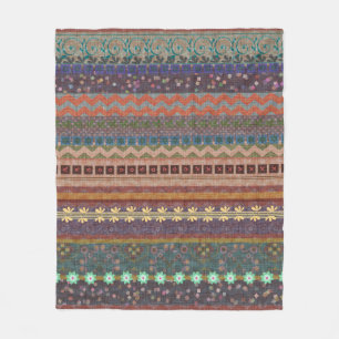 Boho Bohemisches Retro buntes Muster Fleecedecke