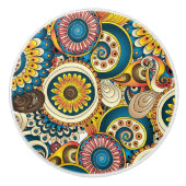 Boho Bohemisches Retro buntes Muster Keramikknauf (Vorderseite)