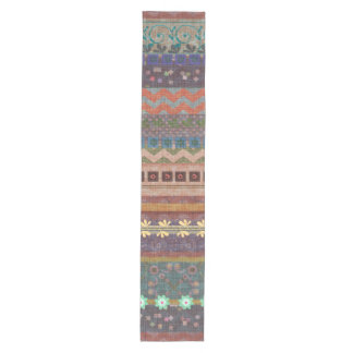 Boho Bohemisches Retro buntes Muster Mittelgroßer Tischläufer