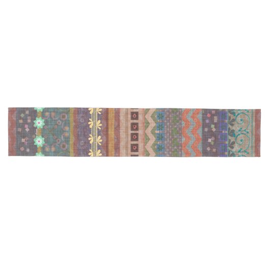 Boho Bohemisches Retro buntes Muster Mittelgroßer Tischläufer (Horizontal)