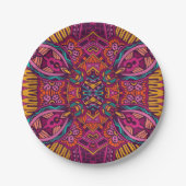 Boho Bohemisches Retro buntes Muster Pappteller (Vorderseite)