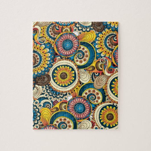 Boho Bohemisches Retro buntes Muster Puzzle (Vertikal)