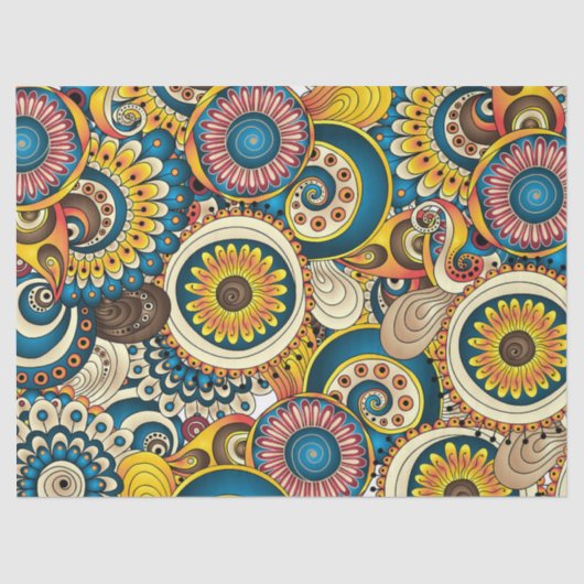Boho Bohemisches Retro buntes Muster Seidenpapier (Vorderseite)