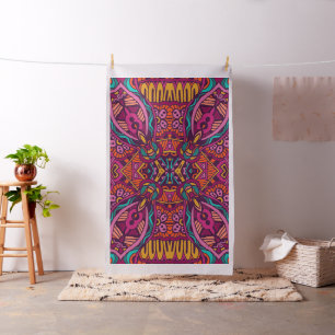 Boho Bohemisches Retro buntes Muster Stoff