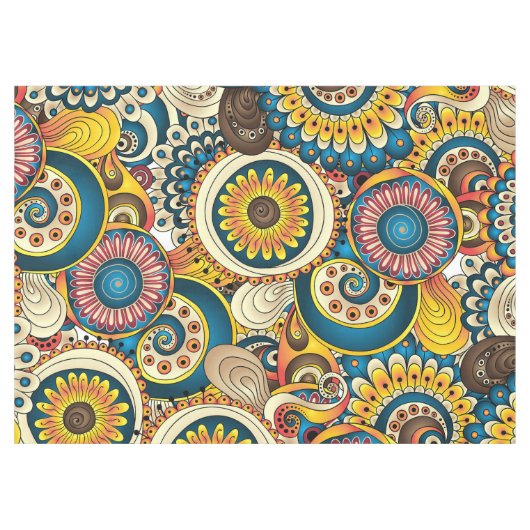 Boho Bohemisches Retro buntes Muster Tischdecke (Vorderseite (Horizontal))