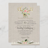 BOHO Bohemisches Stamm Hirsche Antler Feathers Ros Einladung (Vorne/Hinten)