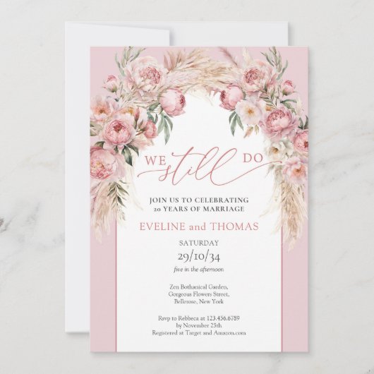 Boho Boho Erbse Pampas Gras wir noch tun Einladung (Vorderseite)