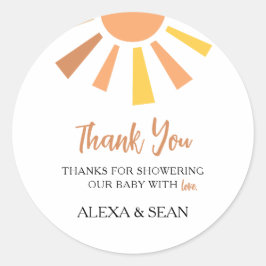 Boho Boho Sunshine Baby Shower Runder Aufkleber