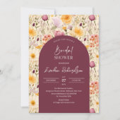 Boho-Boje-Aquarell-Lila-Wildblumen Einladung (Vorderseite)