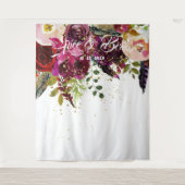 Boho Bold Burgundy Floral Wedding Backdrop Wandteppich (Vorderseite)