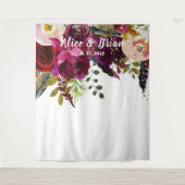Boho Bold Burgundy Floral Wedding Backdrop Wandteppich (Vorderseite)