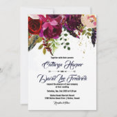 Boho Bold Burgundy Floral Wedding Einladung (Vorderseite)