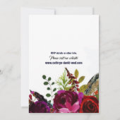 Boho Bold Burgundy Floral Wedding Einladung (Rückseite)