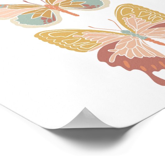 Boho Bold Butterfly Butterflies Girl Kinderzimmer Poster (Ecke)