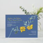 Boho Bold Floral Yellow Blue Wedding Einladung (Stehend Vorderseite)