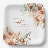Boho Bold Pampas Floral Wedding Pappteller (Vorderseite)