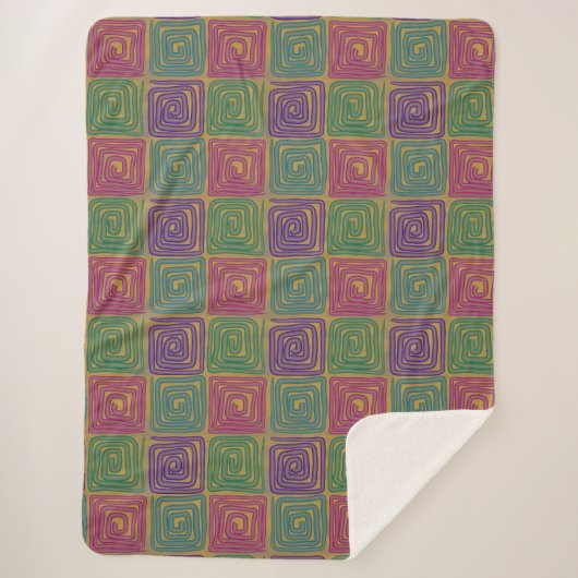 Boho-Bold-Spiral-Quadrate-Sherpa-Decke Sherpadecke (Vorderseite)