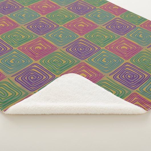 Boho Bold Spiral Squares Sherpa Blanket Sherpadecke (3/4)