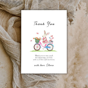 Boho Bonjour Kaninchen Fahrrad Macarons Baby Showe Dankeskarte