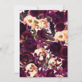 Boho Bordeaux Maroon Floral Fall Brautparty Einladung (Rückseite)