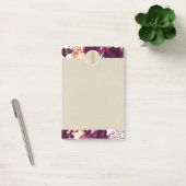 Boho Bordeaux Marsala Floral Kraft Rustikales Mono Post-it Klebezettel (Büro)