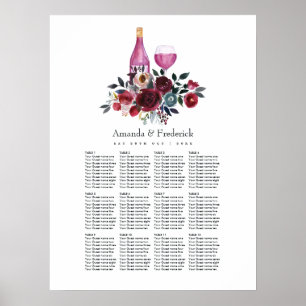 Boho-Bordeauxrot und Marine-Weinverkostungs-Sitzpl Poster