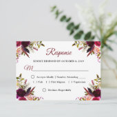 Boho bordo bohemian Aquarell RSVP Karte (Stehend Vorderseite)