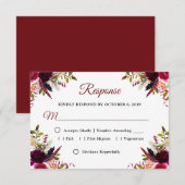 Boho bordo bohemian Aquarell RSVP Karte (Vorne/Hinten)