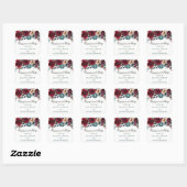 Boho Bordo Burgundy Red Blume Engagement Party Quadratischer Aufkleber (Blatt)