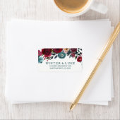 Boho Bordo Burgundy Red Blume Wedding Address Adressaufkleber (Insitu)