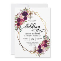 Boho bordo geometrische Hochzeitseinladung