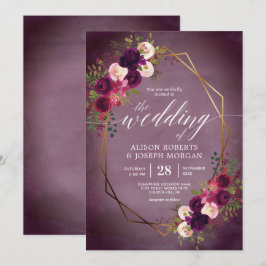Boho bordo geometrische Hochzeitseinladung Einladung