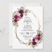 Boho bordo geometrische Hochzeitseinladung Einladung (Vorderseite)