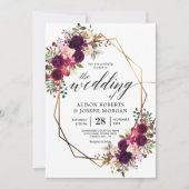 Boho bordo geometrische Hochzeitseinladung Einladung (Vorderseite)