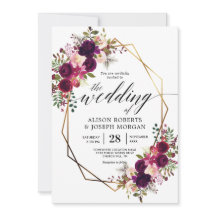 Boho bordo geometrische Hochzeitseinladung