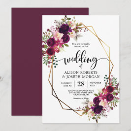 Boho bordo geometrische Hochzeitseinladung Einladung