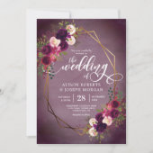 Boho bordo geometrische Hochzeitseinladung Einladung (Vorderseite)