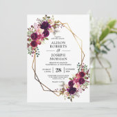 Boho bordo geometrische Hochzeitseinladung Einladung (Stehend Vorderseite)