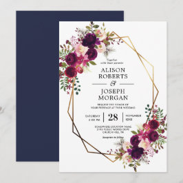 Boho bordo geometrische Hochzeitseinladung Einladung