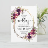 Boho bordo geometrische Hochzeitseinladung Einladung (Stehend Vorderseite)