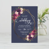 Boho bordo geometrische Hochzeitseinladung Einladung (Stehend Vorderseite)