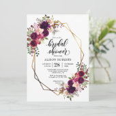 Boho bordo geometrisches Hochzeitsfest-Brautparty Einladung (Stehend Vorderseite)