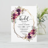 Boho bordo geometrisches Hochzeitsfest-Brautparty Einladung (Stehend Vorderseite)