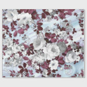 Boho borundy, weißer pastellfarbener Marmor, Blume Geschenkpapier (Flach)