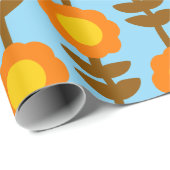 Boho Botanica Retro Floral Wrapping Paper Geschenkpapier (Rolleneckpunkt)