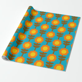 Boho Botanica Retro Floral Wrapping Paper Geschenkpapier
