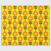 Boho Botanica Retro Floral Wrapping Paper Geschenkpapier (Flach)