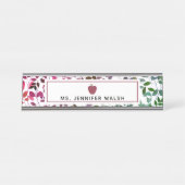 Boho Botanical Apple Teacher Namplate Schreibtischnamensplakette (Vorderseite )